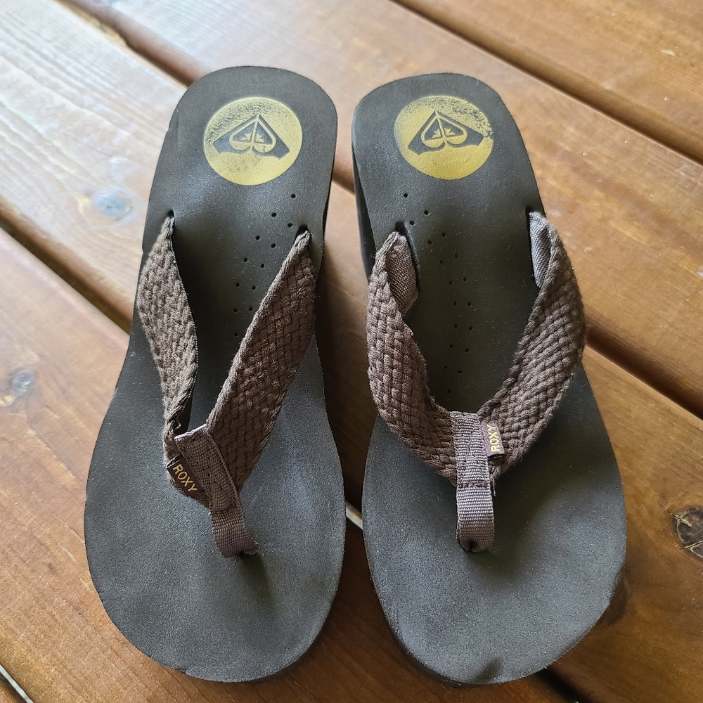 Roxy Wedge Flip Flops Sandal Womens Size 7